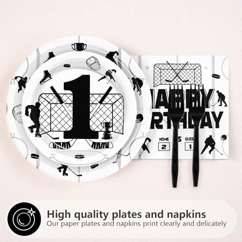 96Pcs Ice Hockey 1st Birthday Party Decorations, Serve 24 - Image 2