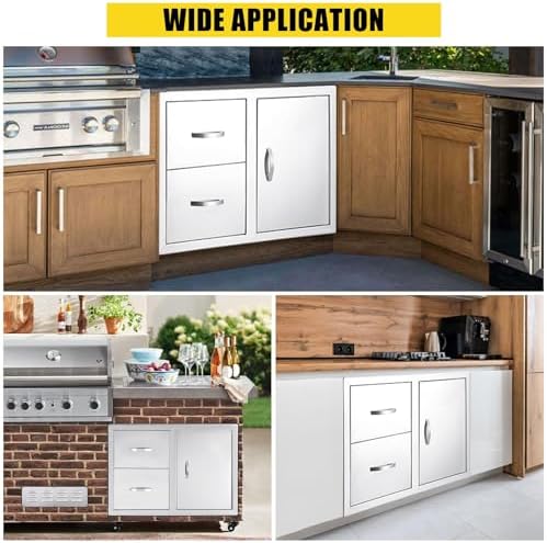 IDEALHOUSE Outdoor Kitchen Drawer 33''W x 22''H x 22''D, BBQ Access Door Drawers Combo with Paper Towel Rack, Stainless Steel Outdoor Kitchen Cabinets for BBQ Island Grill Station Storage Cabinet - Image 4