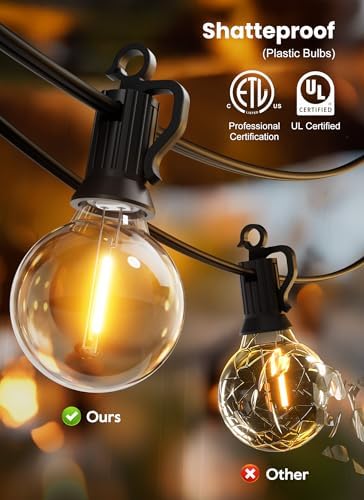Outdoor String Lights, 29FT 12+1 G40 Bulbs Shatterproof Patio Lights - Image 7