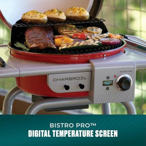 Charbroil Bistro Pro | 3-in-1 Electric, Griddle, & Charcoal Compact Grill | Electric BBQ grill | Red - Image 6