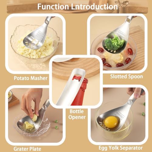 5 in 1 Multifunction Cooking Spoon,304 Stainless Steel Egg Slotted spoon - Image 2