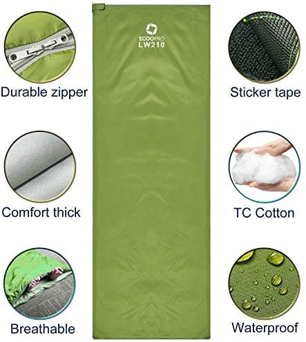 ECOOPRO Warm Weather Sleeping Bag - Portable, Waterproof, Compact Lightweight, Comfort with Compression Sack - Great for Outdoor Camping, Backpacking & Hiking-83 L x 30" W Fits Adults - Image 2