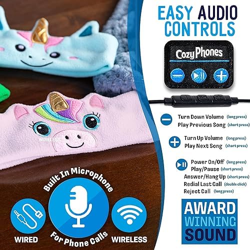 Toddler Headphones Wireless, Kids Bluetooth Earphones, Safe Volume - Wired School Headphones for Kids with 3.5 MM Jack and Travel Bag - Toddler Airplane Accessories for Boys & Girls - Purple Unicorn - Image 5