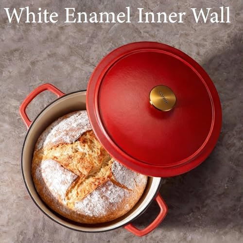 CAROTE 5QT Enameled Cast Iron Dutch Oven Pot with Lid - Image 3