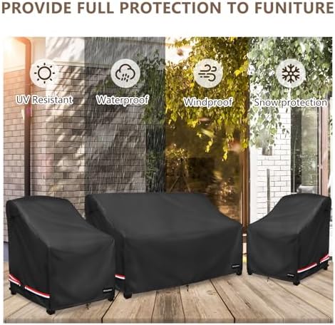 Rileytee Patio Furniture Covers Set Waterproof 3Pcs,Black,Small - Image 7