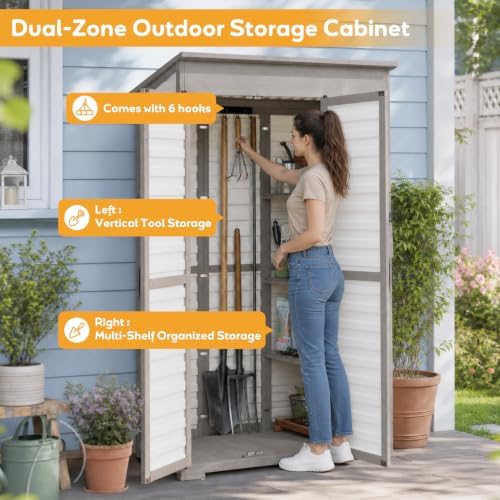 Large Outdoor Storage Cabinet, Weatherproof Garden Shed with 3 Shelves - Image 7