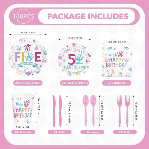 168Pcs Hi Five Birthday Party Decorations or 5 Years Old Birthday Serves 24 - Image 2