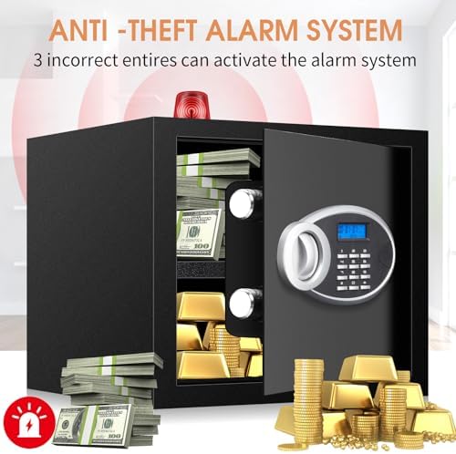 1.8 Cuft Fire proof Safes for HOME USE, Anti-Theft Digital Personal Security Safety Box with Electronic Keypad and Spare Keys, Home Safes Fireproof Waterproof for Money Medicine Document Valuables - Image 4