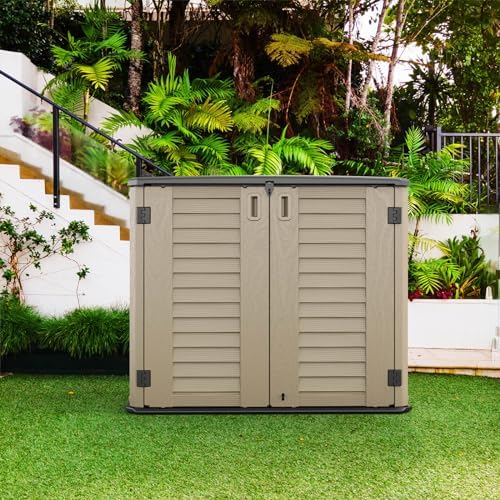 HOMSPARK Outdoor Storage shed, 26 Cu.ft Outdoor Storage Box Waterproof, Outdoor Storage Cabinet for Bike, Garbage Cans, Lawnmower, Garden Accessories, Waterproof, Lockable - Image 4
