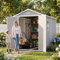 Aoxun Resin Outdoor Storage Shed, 6x8 FT Outdoor Shed with Floor, Gray by Aoxun
