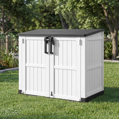 Outdoor Horizontal Storage Cabinet Box 36 Cu Ft with Lockable Doors, Outdoor Storage Shed Portable Waterproof for Backyard Garden by Unknown