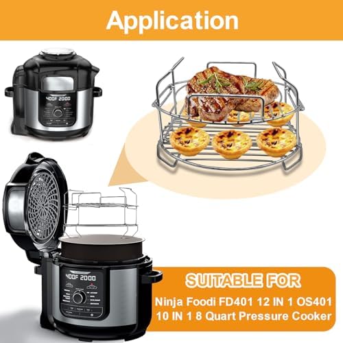 Air Fryer Wire Rack for Ninja Foodi FD401 12 IN 1 OS401 10 IN 1 8 Quart Pressure Cooker, Stainless Steel Air Fryer Replacement Parts Baking Rack Accessories, Dishwasher Safe - Image 3