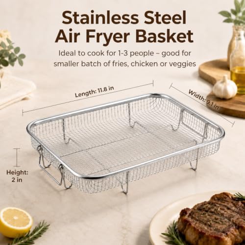TeamFar 11.8 Inch Air Fryer Basket for Oven, Air Fryer Rack, 3 Pieces - Image 2