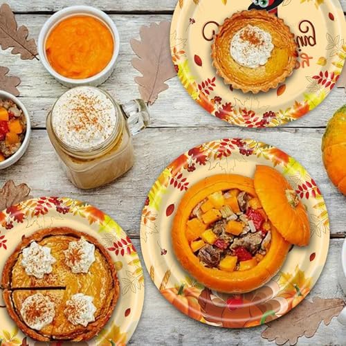 20 Pcs Happy Thanksgiving Party Disposable Paper Plates Fall Themed 9 Inch Round Dinner Plates for Autumn Party Decorations (Turkey Autumn Leaves) - Image 4