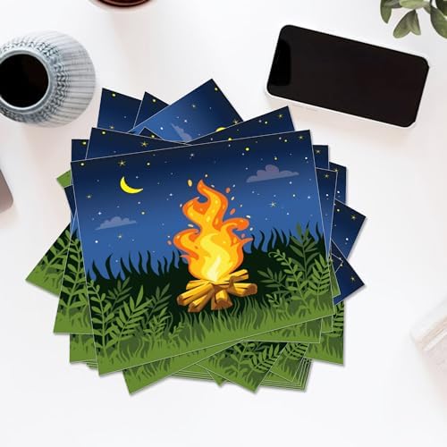 Camping Birthday Paper Plates Napkins Tent Bonfire Disposable Tableware Set Party Supplies Camp Picnic Outdoor Theme Dinnerware Serves 24 Guests for Audlts Kids Baby Shower Birthday 88PCS - Image 7