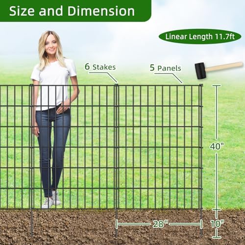 Metal Garden Fence 40 in x 11.7 ft, Outdoor Dog Fence with Stakes for Yard - Image 3