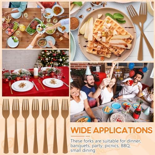 60 Pcs Gold Disposable Plastic Forks Cutlery Heavy Duty Dinnerware Plastic Silverware Flatware for Home Office School Party Picnics Restaurant Outdoor Events or Every Day Use (Gold) - Image 7