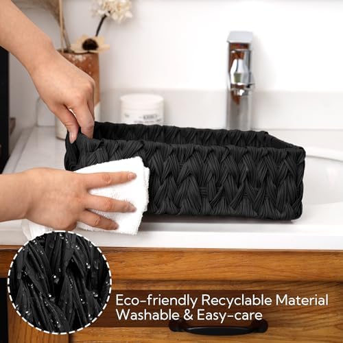 GRANNY SAYS Wicker Storage Baskets for Shelves, Black Wicker Basket, 2-Pack - Image 3