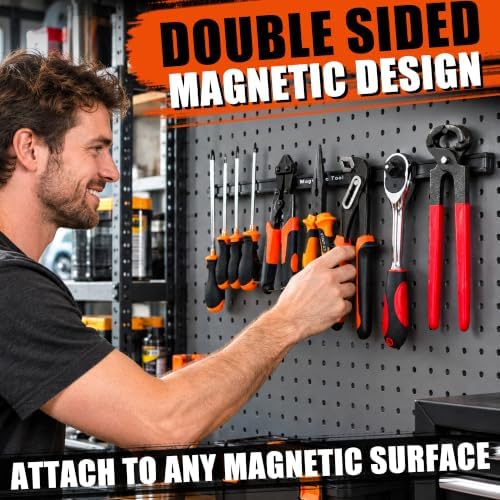 Upgraded 17 Inch Magnetic Tool Holder, Heavy Duty Double Sided Magnetic Tool Bar with Extra Strong Magnets, Wall Mount Tool Organizer for Wrenches, Pliers, Garage, Workshop or Jobsite (1PC) - Image 5