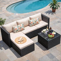 Greesum 3 Piece Patio Furniture Set Outdoor Wicker Rattan Sectional Sofa with Adjustable Seat, Soft Cushions & Coffee Table for Yard, Garden, Porch, Poolside, Beige by BuynowfromGreesum