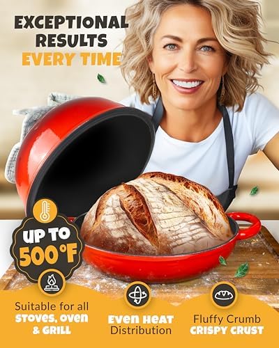 CRUSTLOVE 5 QT Cast Iron Bread Pan with Dome Lid for Artisan Bread Baking - Image 6