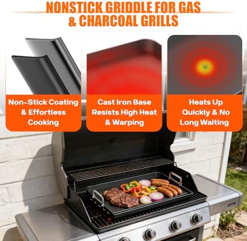 16" x 13" Portable Steel Nonstick Grill Griddle for Gas & Charcoal Grills - Image 5
