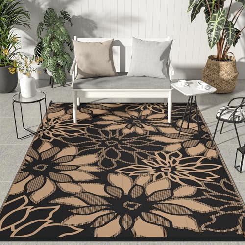 GENIMO Outdoor Rug, Waterproof Plastic Rugs for Patio, 5'x8' Brown by GENIMO