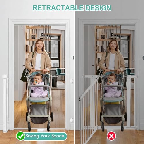 EZIGO 71 Inch Retractable Baby Gates Extra Wide Reinforced Baby Dog Gate - Image 6