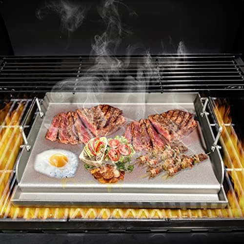 17" Flat Top Griddle for Gas Grill, Cast Iron Grill Plate Insert 17x13 Inch Griddle Cooking Plate Compatible with Weber Charbroil Camp Chef for Outdoor BBQ - Image 3