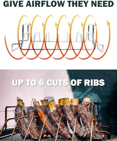 Rib and Roast Rack for Big Green Egg, Turkey Roasting Rack for Grilling and Smoking - Stainless Steel Pan for Cooking Rib, Chicken, Bird. L/XL BGE Accessories, Also for Other 18" or Larger Grills - Image 5