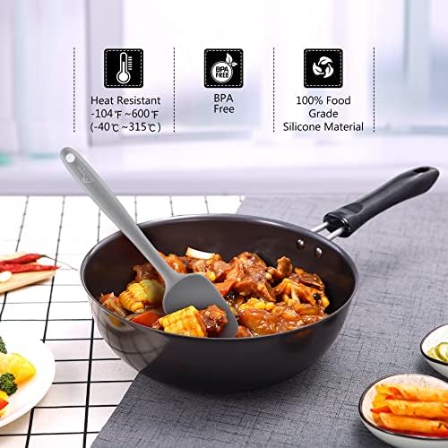 HOTEC BPA-Free Silicone Rubber Spatula Set, Grey, Set of 5 - Image 5