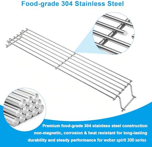 Stainless Steel Grill Warming Rack for Weber Spirit 300 and Spirit II 300 Series - E310 E320 E330 S310 S320 S330 Gas Grills with Front Control Knobs, Upper Warming Rack Replacement Part for Weber 7641 - Image 4