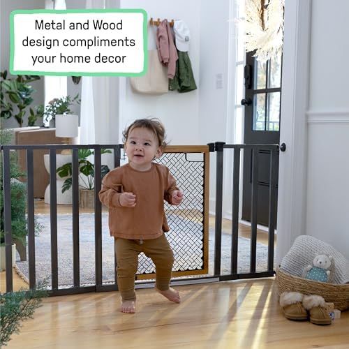Ingenuity Ingenuity Thruway 60XW Series Extra Wide Safety Pet&Baby Gate,30"-60" Wide,26" Tall,Pressure or Hardware Mounted,Install Wall to Wall in Doorway or Stairway–Honey Oak Stained Wood&Metal - Image 2