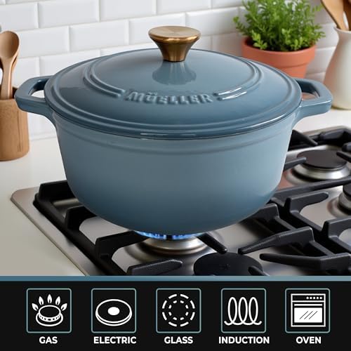 MUELLER HOME 6 Quart Enameled Cast Iron Pot Dutch Oven, Heavy-Duty - Image 6