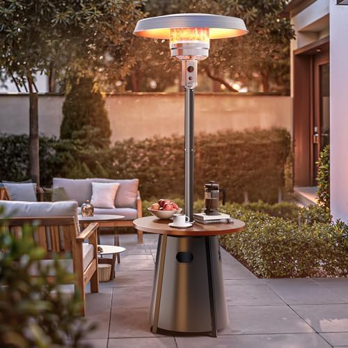 Pamapic Patio heater, Propane Outdoor Heater with Round Table, Premium 304 Stainless Steel Burner, Triple Protection System，2 in 1 Patio Heater for Outdoor Use, Residential & Commercial Use by Pamapic