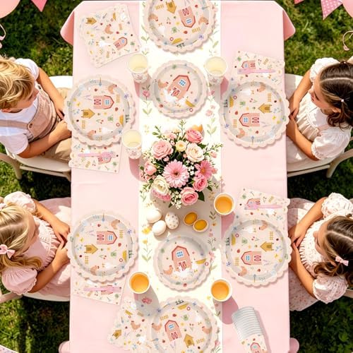 250Pcs Fall Farm Chicken Party Decorations for Girls Baby Shower Serves 50 - Image 5