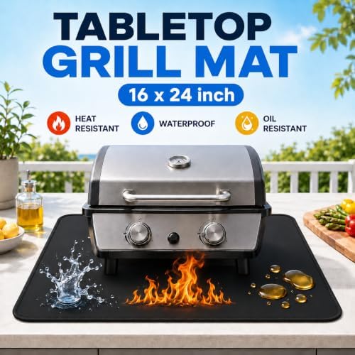 Heat Resistant Grill Mat for Countertop, 2 Pack Waterproof BBQ Mat for Table and Countertop Protection,16x24inch Grill pad, Fits Blackstone, Ninja, Gas Grills - Image 3