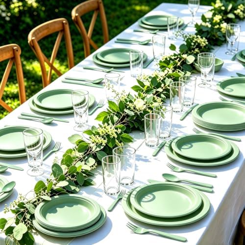 75 Pack Sage Green Heavy Duty Plastic Silverware Set, Disposable Cutlery Knives, Forks & Spoons, 25 Sets for Baby Shower, Birthday, Camping, Picnic, Wedding & Party Tableware - Image 6