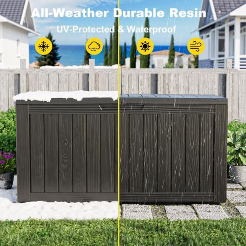 90 Gallon Waterproof Resin Outdoor Storage Box, Lockable Deck Storage Container for Patio Furniture, Garden & Pool Supplies, Black - Image 6