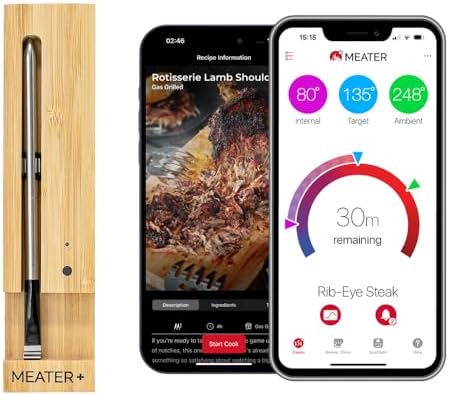 MEATER Plus Smart Meat Thermometer, Honey, Bluetooth, 165ft, Grill & Oven by Unknown