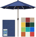 EliteShade USA 10-Year-Non-Fading 10ft Market Patio Umbrella, Commercial Grade Table Sun Umbrella with 80 Solar LED Lights, Crank Open, Windproof & UPF 50+ UV Protection for Garden, Deck, Pool, Backyard, No Tilt, Navy Blue by EliteShade