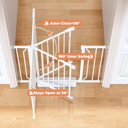 34" Tall Baby Gate No Drilling, Auto Close Dog Gate Indoor, White - Image 4