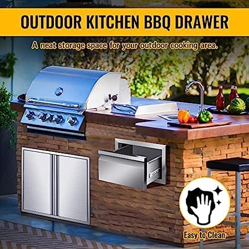 Outdoor Kitchen Drawers, Triple BBQ Drawers Stainless Steel Built-in Drawer For Outdoor Kitchen Island, Patio Grill Station,Single Drawer - Image 7