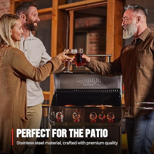 Monument Grills 4+1 Burner Natural Gas Grill with Natural Gas Hose, 50,000 BTU Stainless Steel Outdoor Patio Barbecue Grill, Broil Zone Fast Heating, Knob Lights, and Easy Cleanup, M415BZNG - Image 4