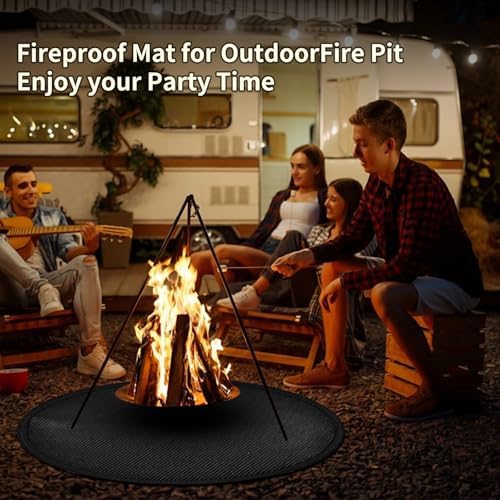 36" Round Fire Pit Mat for Solo Stove Bonfire, Fireproof Mats for Under Reusable Oil-Proof Waterproof BBQ Pad for Deck Patio Grass Outdoor Indoor Grill Solo Stove Accessories - Image 5