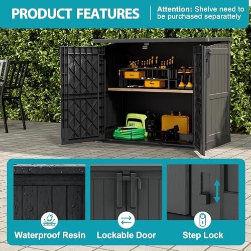 Horizontal Storage Shed 36 Cu Ft with Lockable Doors, Portable Outdoor Storage Shed -Waterproof Outdoor Storage Cabinet for Garden, Easy to Assemble - Image 4
