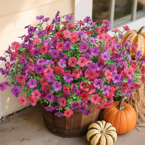 Daisy Artificial Flowers for Outdoors Decor, 12 Bundles Faux Daisy with Eucalyptus Fake Plants Greenery UV Resistant Look Real Colorful Faux Flowers for Outside Planter Porch Patio Yard Gardens, Mix by florisso
