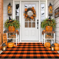 IOHOUZE Fall Buffalo Plaid Outdoor Rug 4x6, Washable, Black Orange by iOhouze