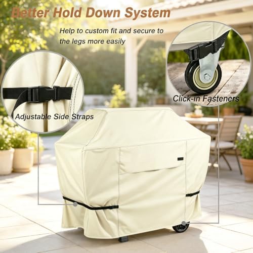 NettyPro Grill Cover for Outdoor Grill 48 Inch Waterproof Heavy Duty, Beige - Image 3