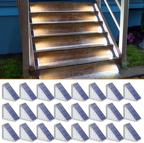 NIORSUN Solar Step Lights,24 Pack Cool White Solar Stair Lights Outdoor Waterproof IP67 Auto On Off,Solar Lights for Steps,Stair,Patio,Yard,Porch,Front Door,Sidewalk,Deck Decor by NIORSUN